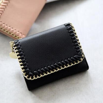 

Simple Square Lady Wallet Short Paragraph Braided Lichee Pattern Small Wallet Mini Card Holder Purse