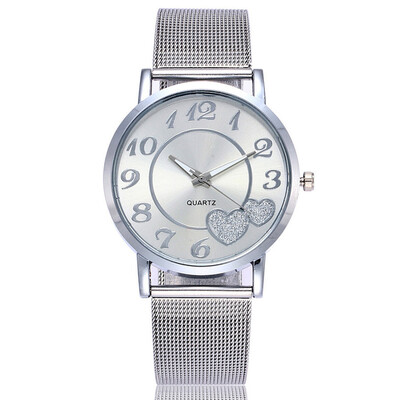 

New love fashion mesh belt watch grid scale ladies watch student couple watch