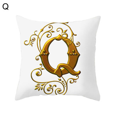 

Golden Alphabet Printed Pattern Pillow Case Cushion Cover Home Sofa Car Decor