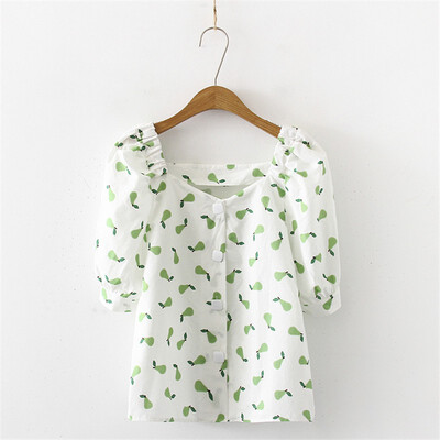 

Womens Summer Mew Fashion Design Fruit Printing T-Shirts Tee Tops Short Sleeve Blouse Top Ladies Work Casual Tops Blouse
