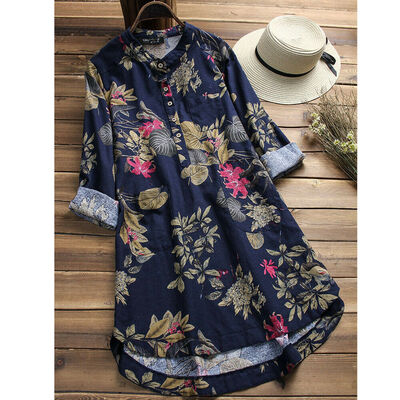 

Women Cotton Summer Gypsy Baggy Tunic Top Shirt Long Sleeve Blouse Plus Size Lot