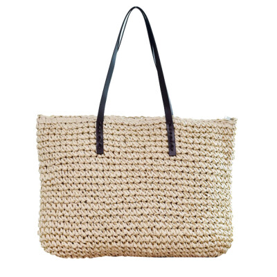 

Women Rattan Wicker Woven Bag Large Capacity Beach Leisure Tote Shoulder Handbag