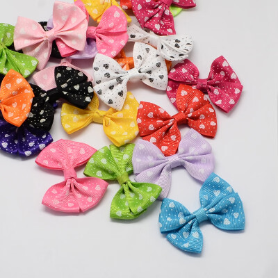 

Handmade Woven Costume Accessories Heart Printed Grosgrain Bowknot Mixed Color 43x56x8mm about 200pcsbag