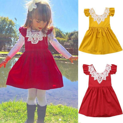 

Cute Kids Baby Girls Lace Clothes Cotton Party Prom Princess Tutu Dress