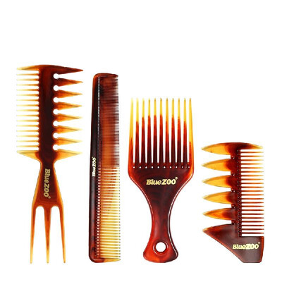 

BlueZOO 4PCS Set Comb for Men Hair Style Heat-resistant Large Comb For Hair Styling Tool Amber