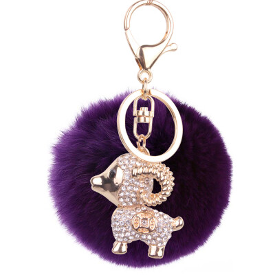 

Cartoon Keychain Korea Rex Rabbit Hair Ball Alloy Cartoon Lamb Bag Pendant Car Gift