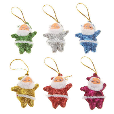 

6pcs Cute Glitter Mini Santa Claus Christmas Hanging Dolls Tree Party Decor