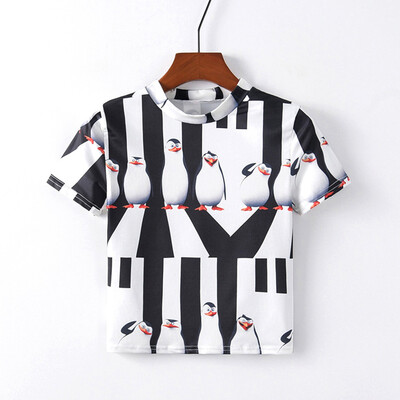 

Nomeni Womens Fashion Geometric Animal Print O-Neck Short Sleeve Loose T-shirt Blouse