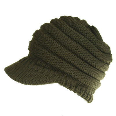 

Fashion Womens Stretch Knit Hat Messy Bun Ponytail Beanie Winter Warm Hole Hat