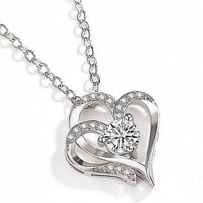 

925 Sterling Silver Heart Diamond Necklace Aaa Cubic Zirconia Pendant Necklaces For Women Birthday Jewelry Gifts