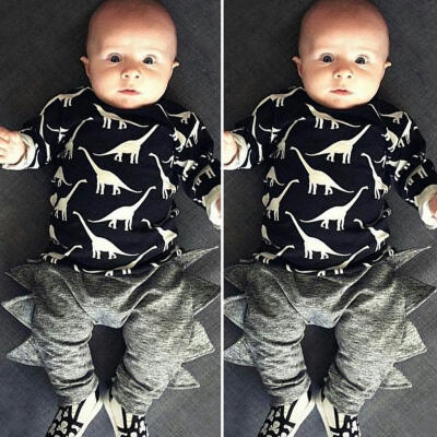 

Newborn Infant Baby Boy Grils Cotton Tops Pants Trousers 2Pcs Outfits Clothes