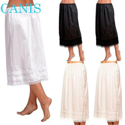 

USA Womens Cotton Solid Lace Trim Maxi Half Slip Underskirt Slip Under Skirts