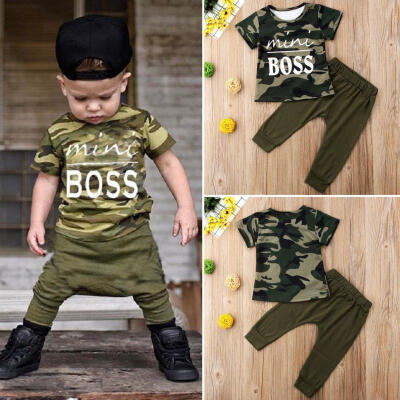 

Toddler Baby Kids Boys Tops T-shirt Pants Camo 2Pcs Outfits Set Clothes