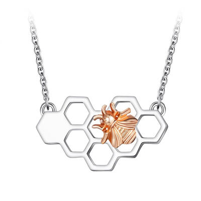 

simple hot sale Honeycomb Bee Charm Pendant Necklaces