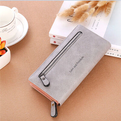 

2018 New Style Fashion Letter Women PU Leather Wallet Purse Long Clutch Box Bag Phone Zipper Long Wallets