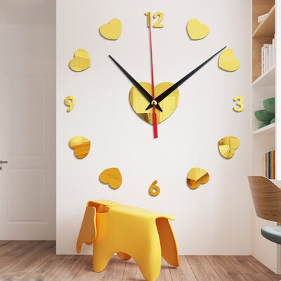 

Gobestart 3D Creative Love Digital Acrylic Mirror Clock Home Decoration Wall Clock