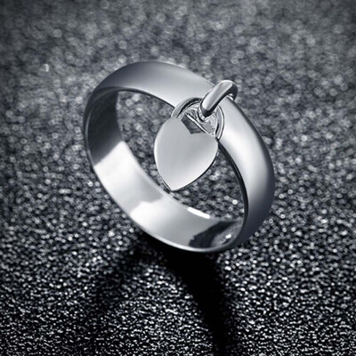 

Womens Stylish Charm Silver Chic Heart Lock Band Solid Ring Jewellery Long