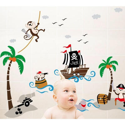 

Monkey&Pirate Ship Cartoon Wall Sticker Mural Vinyl Art Decal Baby Nursery Bathroom Decor