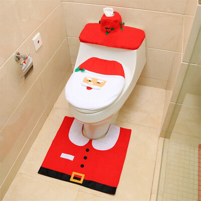 

Tailored 3PCS Fancy Santa Toilet Seat Cover&Rug Bathroom Set Christmas Decor