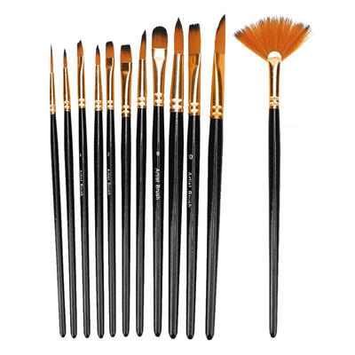 

Greensen 12Pcs High Quality Black Nylon Hair Watercolor Drawing Brush Art Painting Set