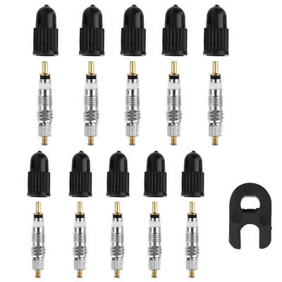 

10pcs Presta Valve Cores 10pcs Valve Stem Caps w Wrench Bicycle Tool Kit