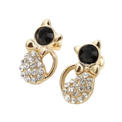 

Simple&Cute Cat with Diamond Stud Earrings