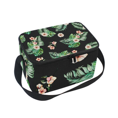 

ALAZA Lunch Box Insulated Lunch Bag Large Cooler Tote Bag Watercolor Palm And Monstera Leaves for Men Women Girls Boys
