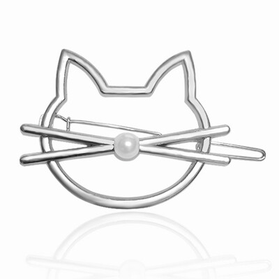 

1PCHollow Cute Cat Hair Pin Imitation Pearl Hairpin Hair Side Clip Hair Accessories Hair Barrette For Women Girl Gifts