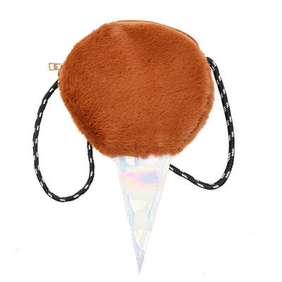 

Ice Cream Shape Bag Women Girls Shoulder Messenger Plush Zip Small Bags