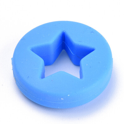 

Food Grade Environmental Silicone Beads Chewing Beads For Teethers DIY Nursing Necklaces Making Flat Round with Star DodgerBlu