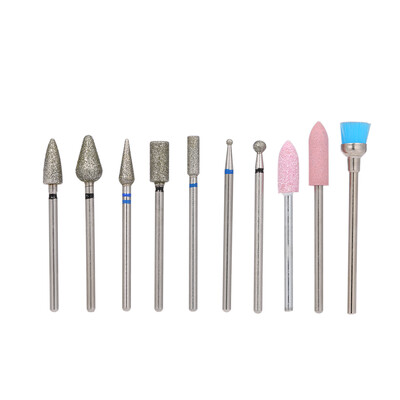 

10pcs Nail Drill Bits Cuticle Cleaner Dust Drill Brush Rotary Polishing File Grinding Heads Nail Salon Tools
