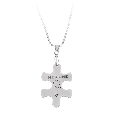 

Geometry Puzzle Pendant English Letters Necklace Necklace Fashion Couple Friendship Silver Color Pendant Necklace