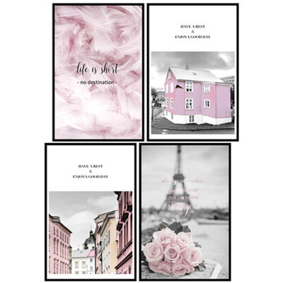 

Pink Home Room Background Self-adhesive Wall Sticker Decorative Pictures