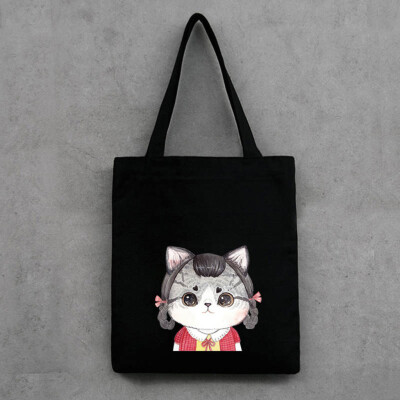 

Tailored Fashion Women Canvas Printing Cute Cat Shoulder Bags Large Capacity Shopping Bag