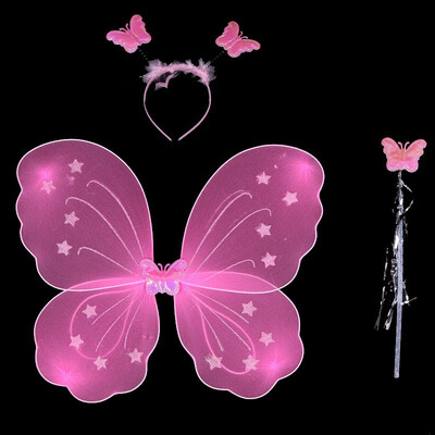 

3Pcsset Cosplay Costume Lovely Clothing Princess Kids Girl Butterfly Wing Wand Headband Fairy Christmas Party Dress