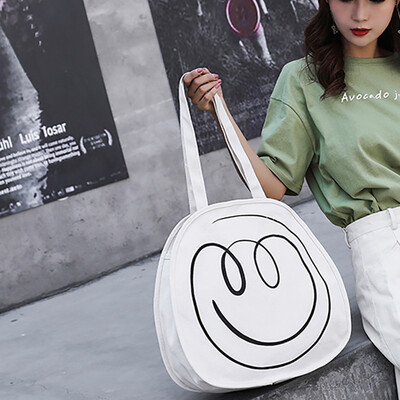 

Tailored Women Fashion Canvas Smiley Face Coin Purse Shoulder Tote Handbag Casual Bag