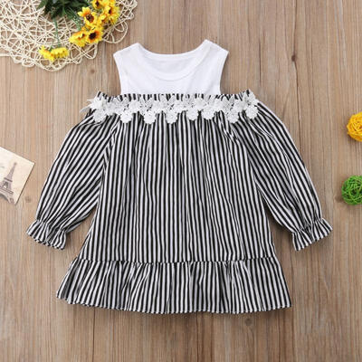 

Fashion Toddler Baby Kids Girls Ruffle Striped Summer Dress Party Clothes