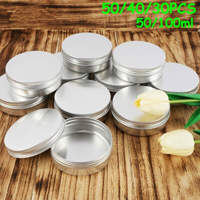 

NEW 5040302010PcsSet 50100ML Tin Cans Screw Top Round Metal Lip Balm Jar Cream Tins Containers Balm Storage