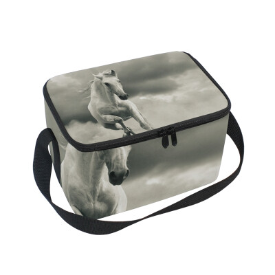 

ALAZA Lunch Box Insulated Lunch Bag Large Cooler Horses Running The Dust Storm Tote Bag