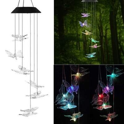 

〖Follure〗LED Solar Powered Butterfly Wind Chimes Light Home Garden Hanging Lamp Decor