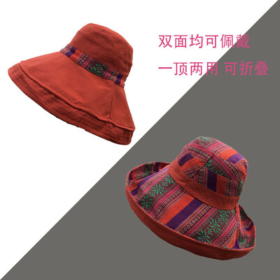 

Hat ladies summer along the double-sided fisherman Hat Korean version of Joker travel Sun Sun Sun Beach Hat tide