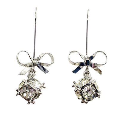 

1 Pair Bow Zircon Crystal Wild Ear Jewelry Personality Tide People Long Temperament Stud Earrings Female