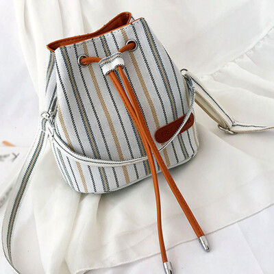 

Tailored Womens Fashion Bucket Bag Striped Shoulder Bag Wild Messenger Bag Casual