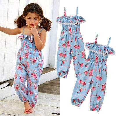 

Kids Baby Girls Floral Strap Romper Jumpsuit Playsuit Clothes Outfits
