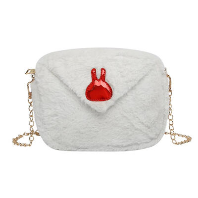 

Women Glossy Rabbit Plush Shoulder Bag Chain Small Crossbody Messenger Bags