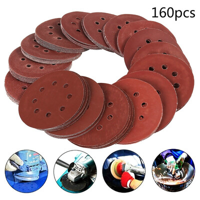 

160pcs Flocking Sandpaper Disc Sandpaper Grinding Brushed Back Velvet Sheet Grinding Machine Sandpaper
