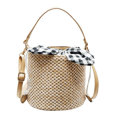 

Straw Woven Shoulder Messenger Handbags Casual Women Crossbody Bucket Bags