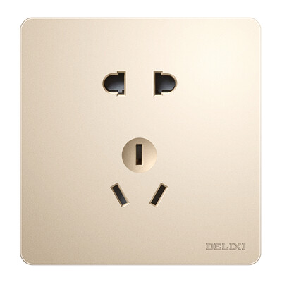 

Delixi DELIXI switch socket panel 10A positive five-hole socket champagne gold flat large board