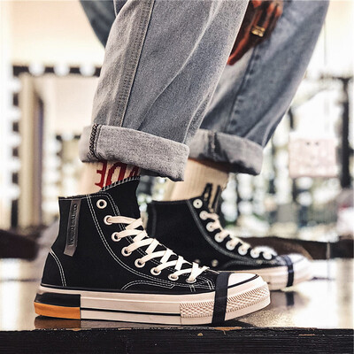 

Spiritual society guy shoes male Korean version of the trend of youth Hong Kong canvas casual wild shoes in the tide shoes
