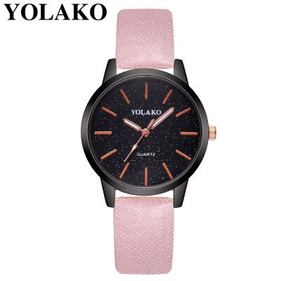 

YOLAKO Fashion large dial watches woman students WristWatch Damen simple Clock leisure belt retro lovers quartz watch 533